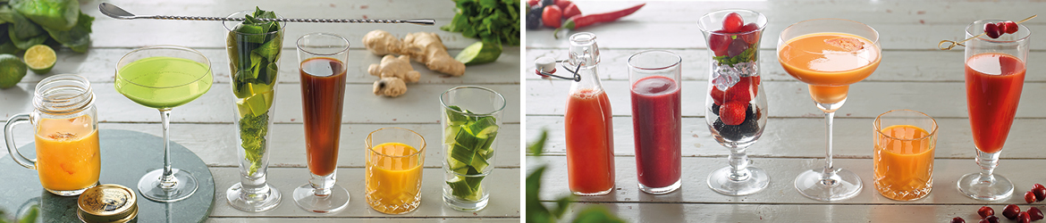 Drink, farver, kreativ servering, dekorative drinksglas, KEN STORKØKKEN